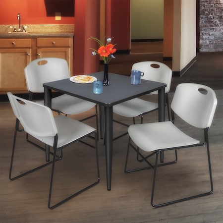 Regency Kahlo Square Table & Chair Sets, 30 W, 30 L, 29 H, Wood, Metal, Polypropylene Top, Grey TPL3030GYBK44GY